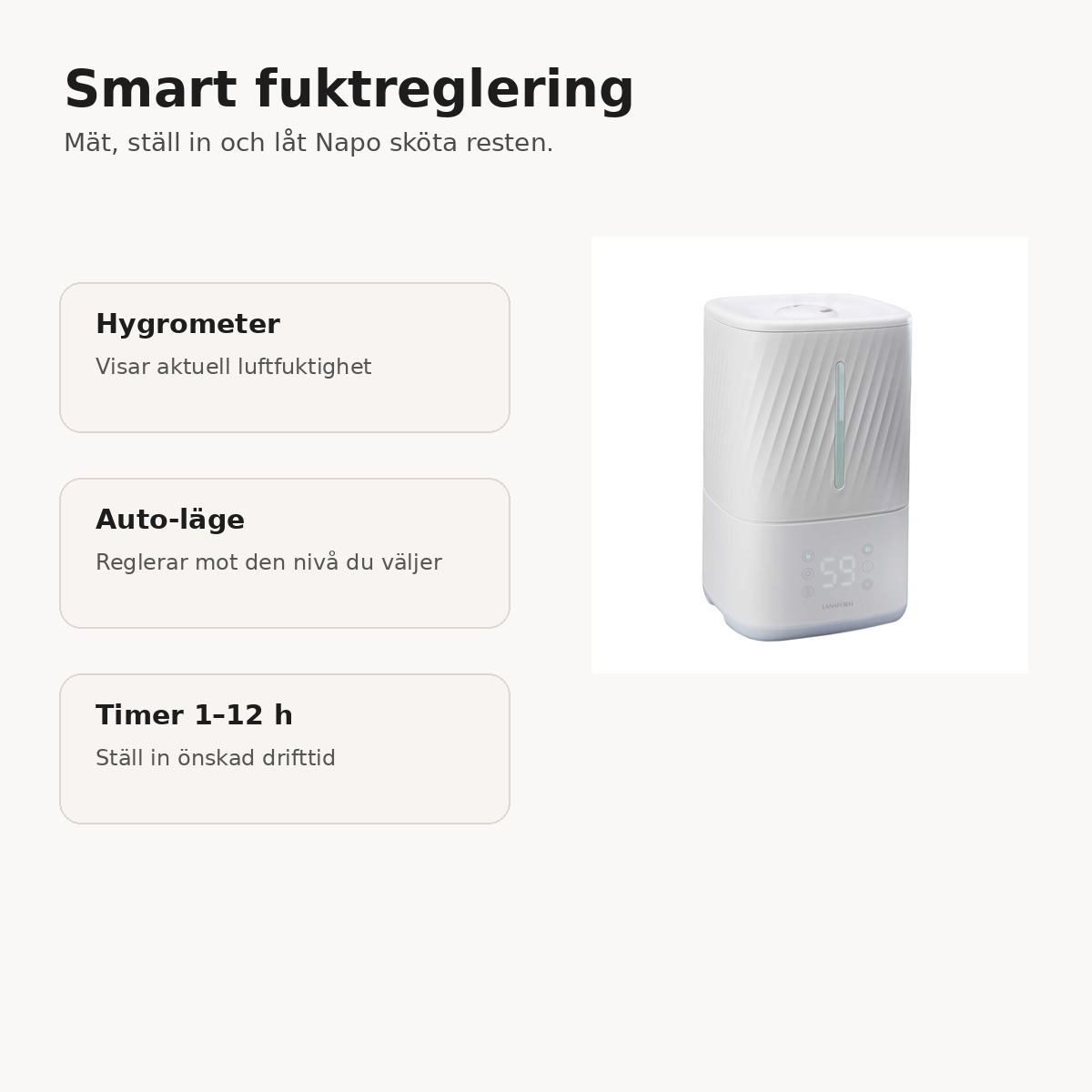 Lanaform Napo – luftfuktare med varm & kall dimma