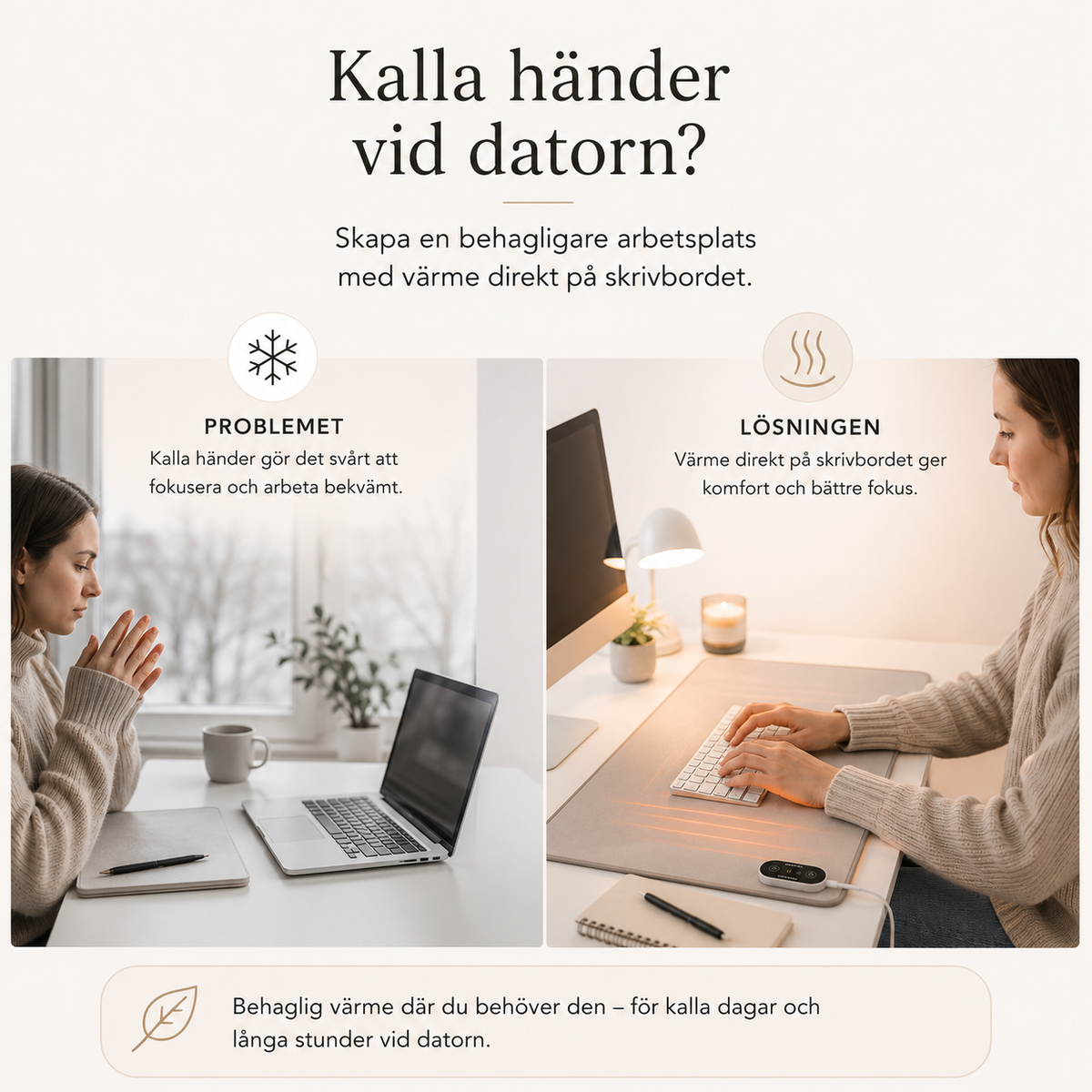 Uppvärmd skrivbordsmatta